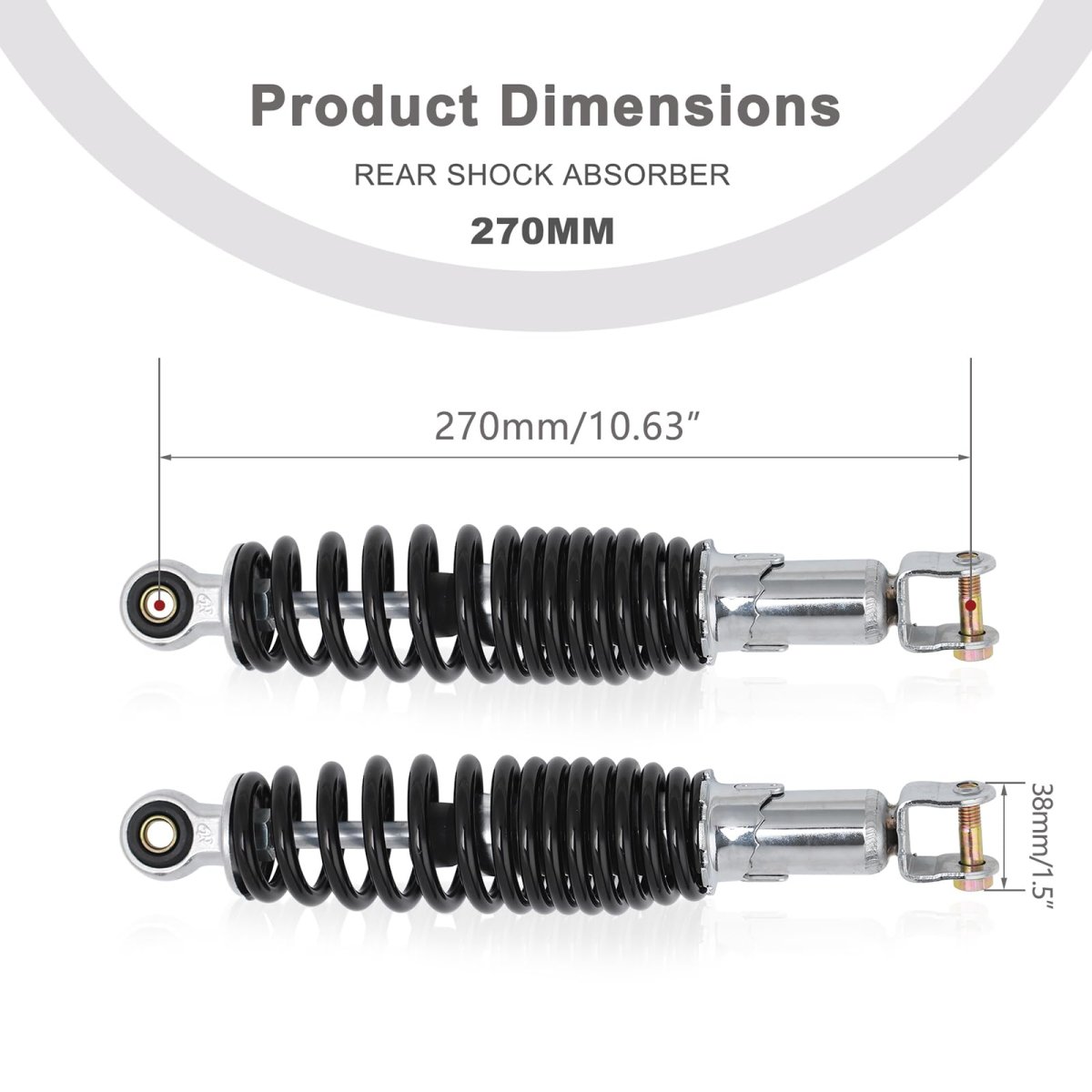 Dual Rear Shock Absorbers With Adjustable Spring Preload 270mm Length 10mm Mounting Hole For Chinese Gy6 Scooter Mopeds Taotao