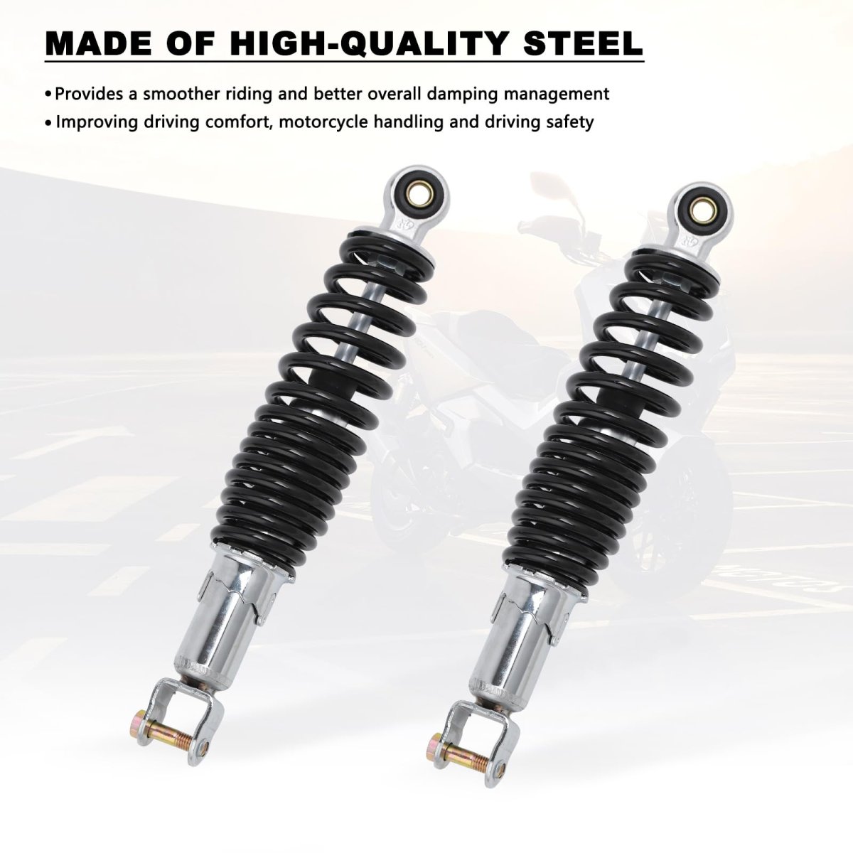Dual Rear Shock Absorbers With Adjustable Spring Preload 270mm Length 10mm Mounting Hole For Chinese Gy6 Scooter Mopeds Taotao