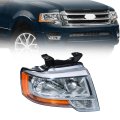Headlight Assembly W O Projector Replacement For Expedition 2015-2017 Housing Chrome Lamp Set Passenger Side Rh 1pc Fl1z13008g 