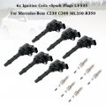 Topteng 6x Ignition Coils Spark Plugs Uf5 For Benz C0 C280 2 5l V6 2006-07 C300 3 0l 2008-12 C350 3 2006-2011 E550 5 V8