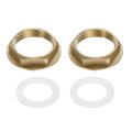 2pcs Brass Lock Nuts Pipe Fitting G1 Female Hexnut Flange Single Hole Faucet Lock Nut With Silicone Washer For Kitchen Basin 