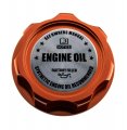 Vms Racing Orange Oil Cap With Silver Engine Notice Emblem In Cnc Machined Billet Aluminum Compatible Honda Acura Integra