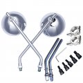 Universal 3 In Round Retro Motorcycle Rearview Side Mirrors Chrome Finish For Cruiser Chopper Cafe Racer Bobber Fits Kawasaki