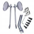 Chrome Universal 3 Round Retro Motorcycle Rearview Side Mirrors Multi-fit For Cruiser Chopper Cafe Racer Custom Old School 