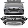 G-plus Front Upper Bumper Grille Chrome Grill Trim Compatible With Hyundai Elantra 2017-2018 Black