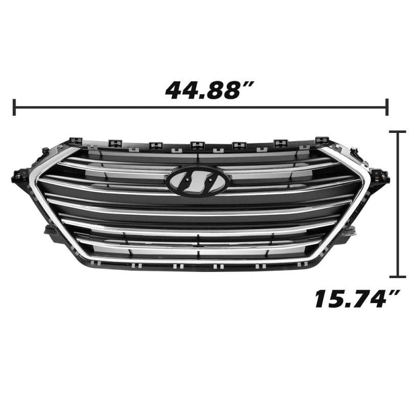 Front Upper Bumper Grille Chrome Grill Trim For Hyundai Elantra 2017-2018 Black
