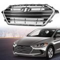 G-plus Front Upper Bumper Grille Chrome Grill Trim Compatible With Hyundai Elantra 2017-2018 Black