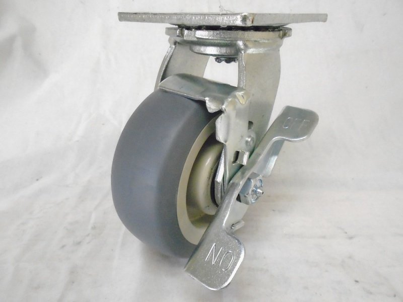 5 X 2 Swivel Caster With Brake Thermoplastic Rubber Wheel Rigid 350 Lbs Each