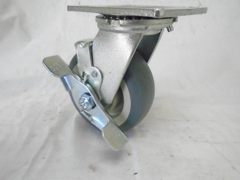 5 X 2 Swivel Caster With Brake Thermoplastic Rubber Wheel Rigid 350 Lbs Each