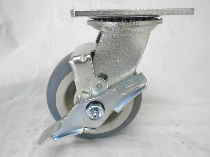 5 X 2 Swivel Caster With Brake Thermoplastic Rubber Wheel Rigid 350 Lbs Each