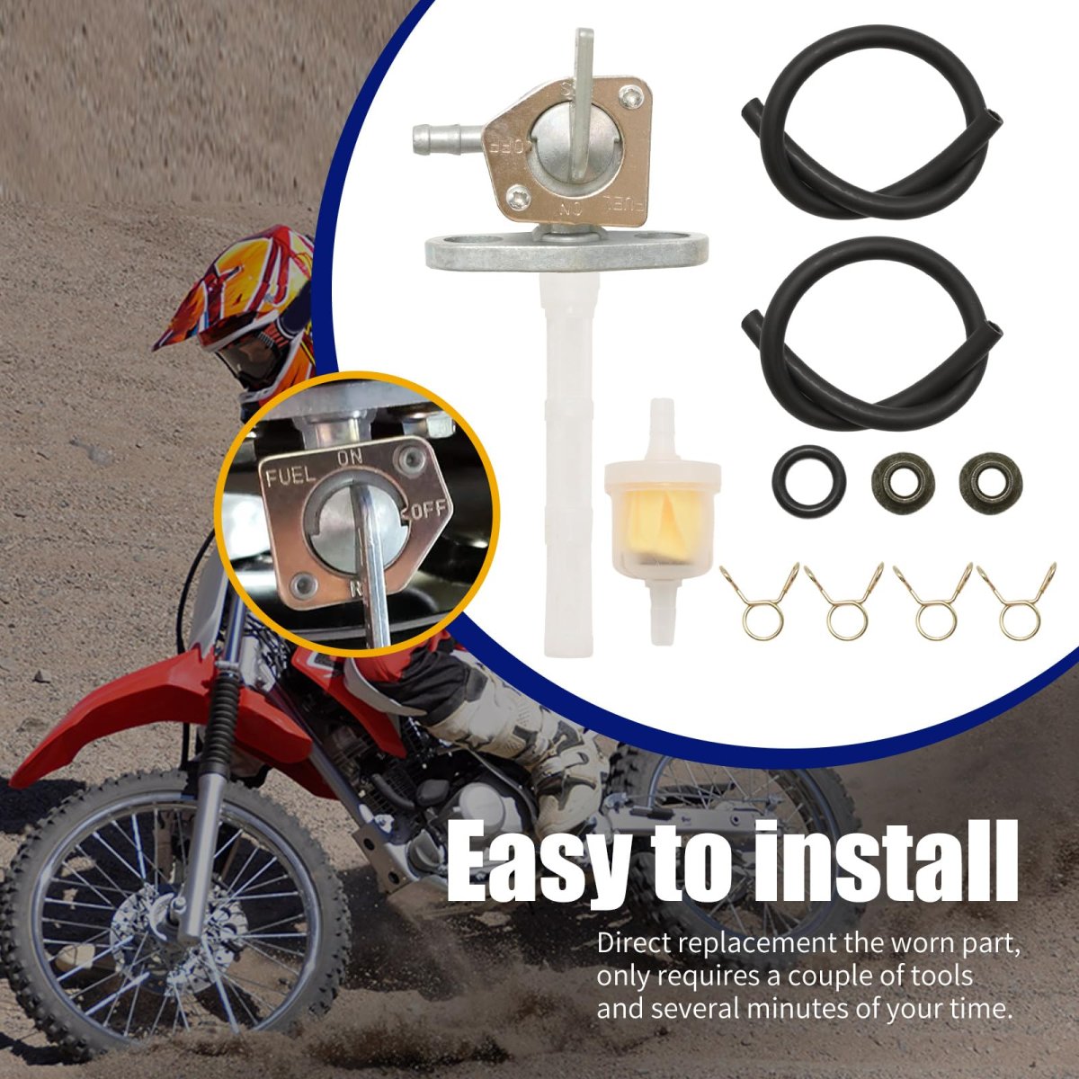 Hoypeyfiy 16950-gcf-671 Fuel Petcock Valve Gas Oil Filter Kit Replacement For Honda Crf50f Crf70f Crf80f Crf100f Crf150f