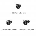Uxcell Button Head Hex Socket Cap Screws Bolts M3x4mm M3x5mm And M3x6mm10 9 Alloy Steel 300pcs