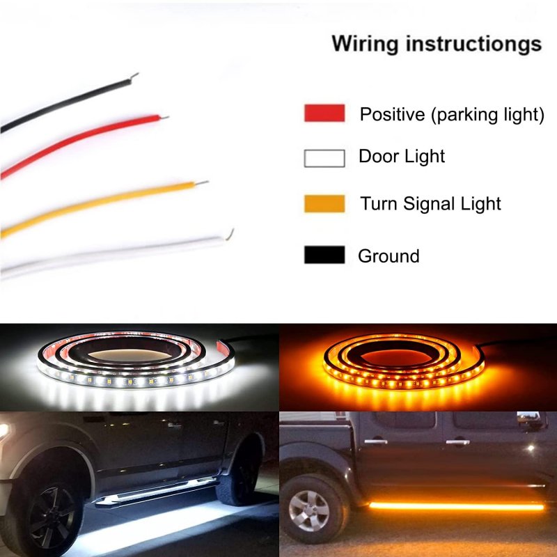 70 In Truck Led Running Board Lights Amber Sequential Turn Signal And White Courtesy Door Light Kit For Cars Trucks Vans Utvs 2