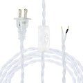 8ft 18 2 Twisted Cloth Covered Lamp Cord Vintage Fabric Electrical Wire With Switch Button And Plug Stripped Ends Ready For 