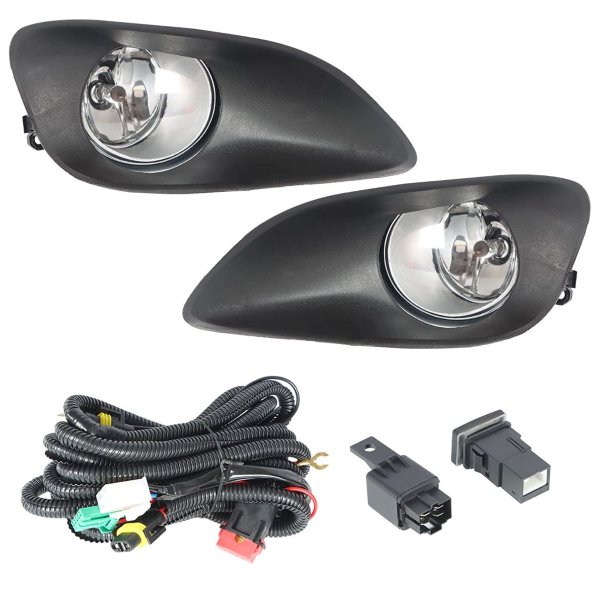Fog Light Assembly Replacement For Yaris Base Sedan 4 Door 2007 To 2011 Pair Of H11 Halogen Lamps With Switch And Wiring Kit