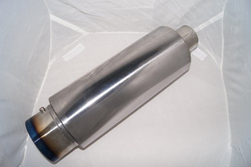 Universal R-spec Racing Exhaust Muffler 4 Flat Burnt Tip W Silencer To 2 5 Inlet