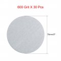 Uxcell 30 Pcs 3-inch Aluminum Oxide White Dry Hook And Loop Sanding Discs Flocking Sandpaper 600 Grit