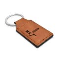 Lincoln Mkt Rectangular Brown Leatherette Key Chain