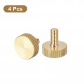 Uxcell M4x8mm Knurled Thumb Screws 4pcs Flat Head Fully Threaded Brass Bolts Grip Knobs Fasteners