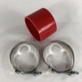 4 To I D Universal 4-ply Straight Silicone Hose Coupler Red With Ss T-clamps 