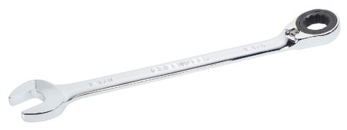 0354-25 Combination Ratcheting Wrench 1 8 In Polished Chrome Finish Box End Head Silver