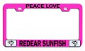 Peace Love Redear Sunfish Fishing Pink Metal License Plate Frame Tag Holder X86 