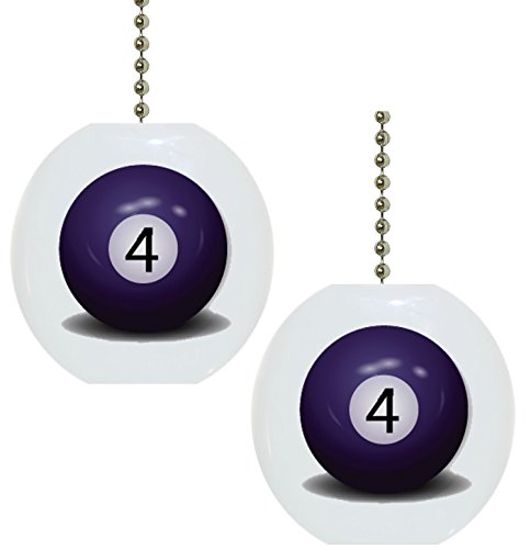 Set Of 2 Billiards Four 4 Ball Solid Ceramic Fan Pulls