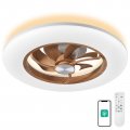 Chanfok Ceiling Fan With Light Modern Flush Mount Enclosed 22 Led Dimmable Bladeless Fans Remote Control Smart 3 Color And 6 