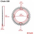 Rear Sprocket For Yamaha Yfz450 2004 9 2012 2013 38 Teeth C49 High Carbon Steel Part Number 5tg 25438 10 00 00