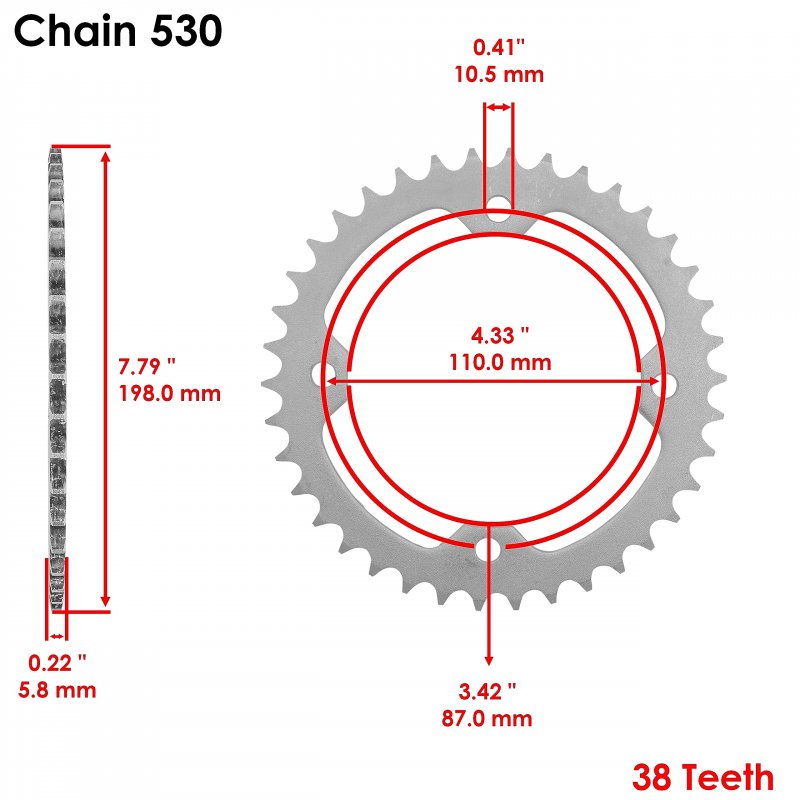 Rear Sprocket For Yamaha Yfz450 2004 9 2012 2013 38 Teeth C49 High Carbon Steel Part Number 5tg 25438 10 00 00