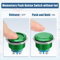 Uxcell 22 Mm Momentary Push Button Switch Metal Round Start Spst 1no Ac 250v Green