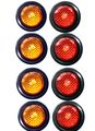 4 Red And Amber Led 2 In Round Clearance Side Marker Light Kits With Grommet For Truck Trailer Rv Pack Of 8 