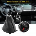 Estink Gear Shift Boot Manual Gaiter Cover With Soft Pu Leather As Replacement For Honda Civic 2006-2012 Black