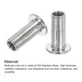 M10 Multi-grip Rivet Nuts 10pcs Pre-bulbed Shank Flat Head Threaded Insert Nut 304 Stainless Steel Plus For Construction