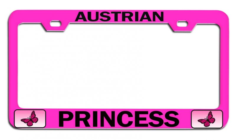 Austrian Princess Girly Pn Steel Auto Suv License Plate Frame Tag Holder