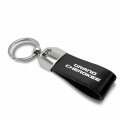 Ipick Image For Jeep Grand Cherokee Black Real Leather Loop Strap Chrome Metal Key Chain Keychain Official Licensed