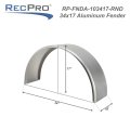Recpro Trailer Round Aluminum Fender Diamond And Smooth Design Smooth 10 X 34 17