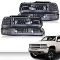Led Drl Headlights Assembly Front Headlamp For Chevy Silverado 1500 2500 3500 1999-2002 Fit Suburban Tahoe 2000-2006 Smoky Lens