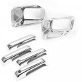 S Sizver Chrome Front Fog Light 4dr Handle No Smart Key Cutout Covers For 2015-2017 Ford F-150 