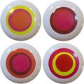 4 Red Retro Circle Ceramic Cabinet Drawer Pull Knobs 