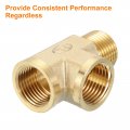 Uxcell Brass Tee Pipe Fitting 1 2 X Npt 3 Way T-connector Coupler Adapter For Gas Transport Connect Pipelines Pcs