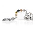 Baron-jewelry Elegant Crystal And Pearl Two-sided Heart Key Chain Embellished With Crystals Interchangeable Can Be A Necklace 