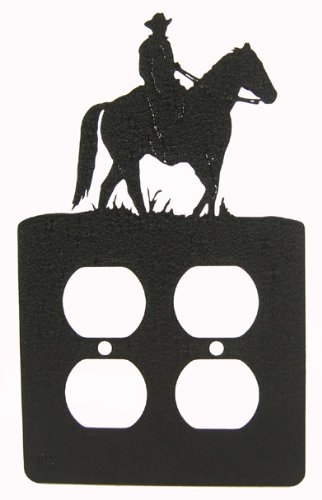 Male Horse Back Rider Double Power Outlet Plate Cover
