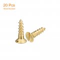 Uxcell Brass Wood Screws 20pcs M5 X 20mm Slotted Drive Flat Head Self Tapping Screw Countersunk For Woodworking Furniture