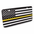 Ipick Image Made For American Usa Flag Thin Yellow Line Dispatchers Aluminum Black White License Plate
