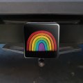Distressed Pride Rainbow Lgbtq Tow Trailer Hitch Cover Plug Insert 1 25 In Heavy Duty Abs Plastic Black Square Design