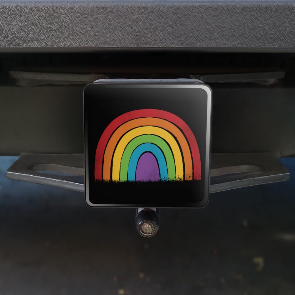 Distressed Pride Rainbow Lgbtq Tow Trailer Hitch Cover Plug Insert 1 25 In Heavy Duty Abs Plastic Black Square Design