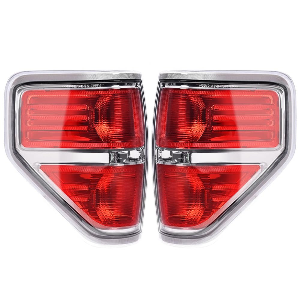 Tail Lights For Ford F150 2009 2010 2011 2012 2013 2014 Rear Brake Lamp Assembly Pair Red Lens Chrome Trim Halogen Fits Regular