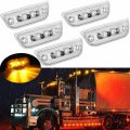 Jzyzqbx 5pcs 3led Cab Marker Top Roof Running Lights Assembly Reflective Clear Lens Super Bright Amber Light For Kenworth T680 