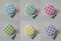 Set Of 6 Pastel Gingham Checks Series 1 5 Ceramic Cabinet Dresser Drawer Pull Knob 
